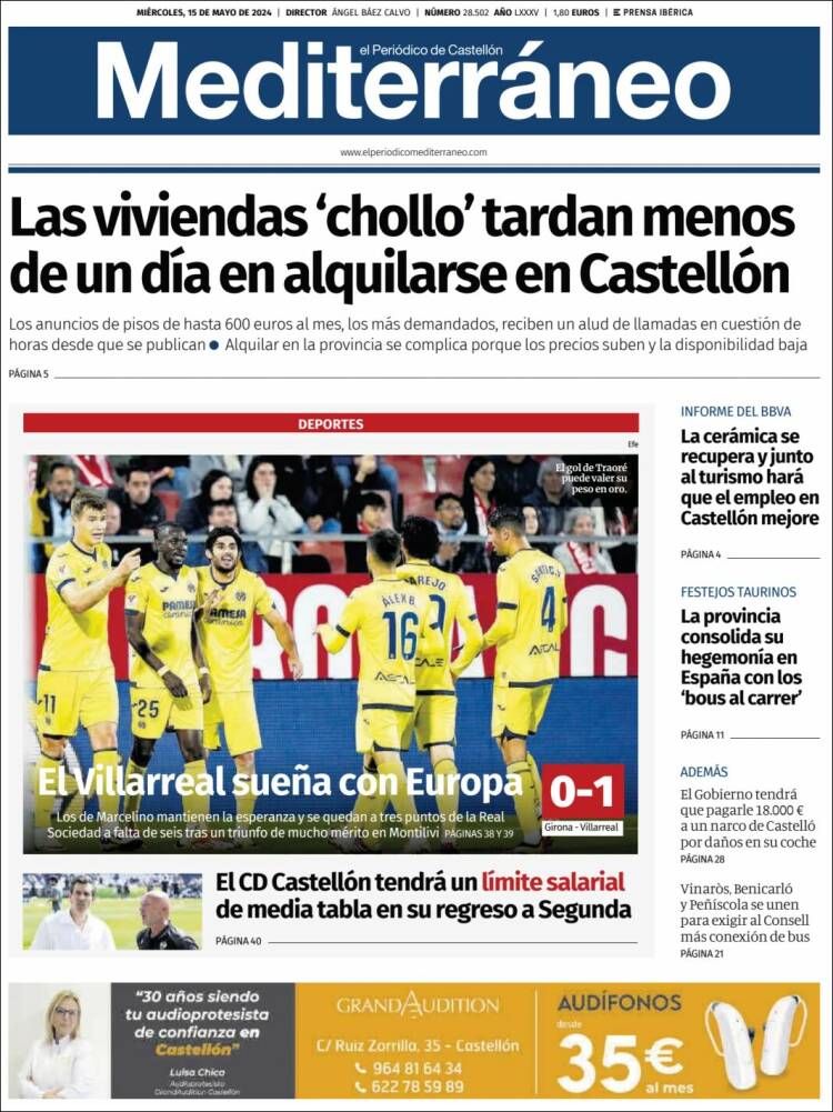Portada de El Periódico Mediterraneo (España)
