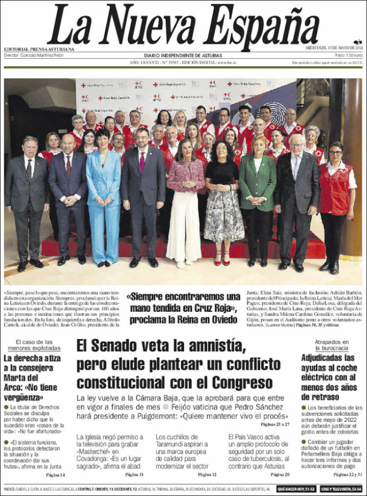 Portada de La Nueva España (España)