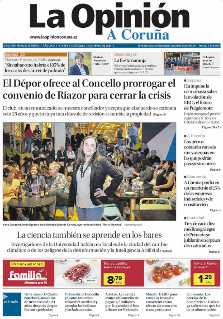 Portada de La Opinión de A Coruña (España)