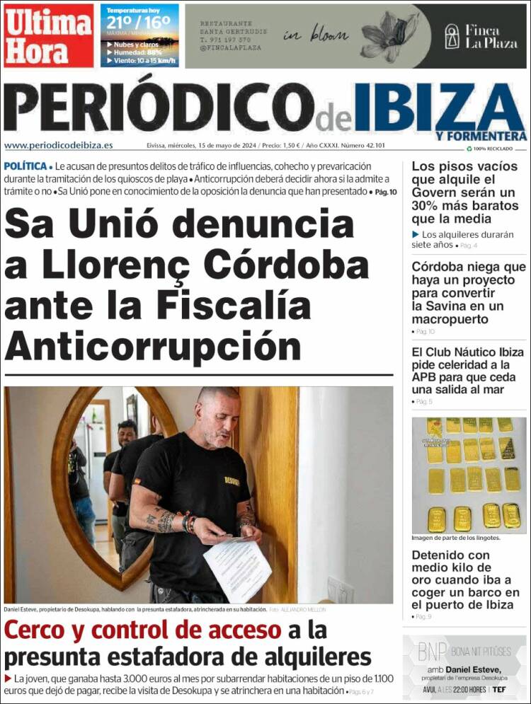 Portada de Periódico de Ibiza (España)