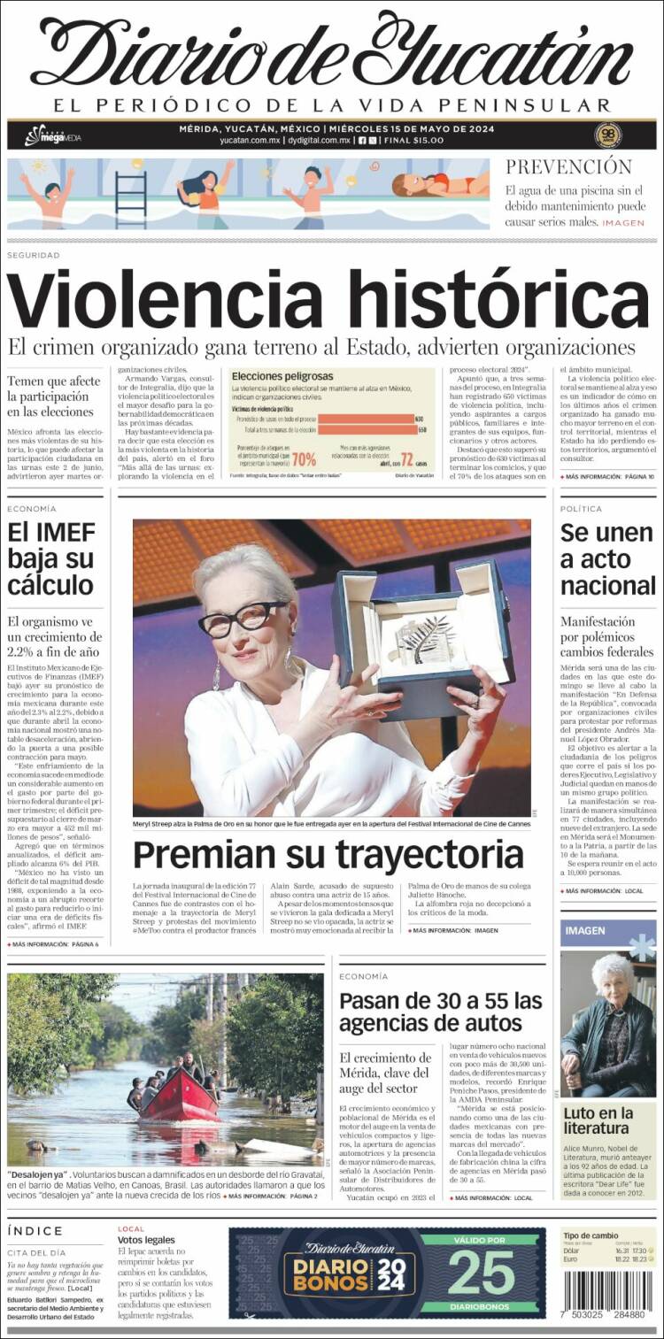 Portada de Diario de Yucatán (México)