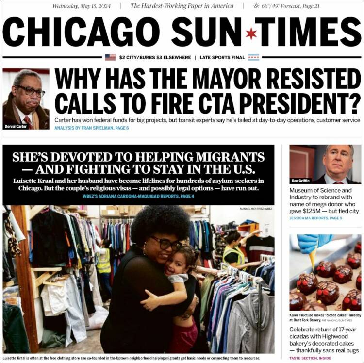 Portada de Chicago Sun-Times (USA)