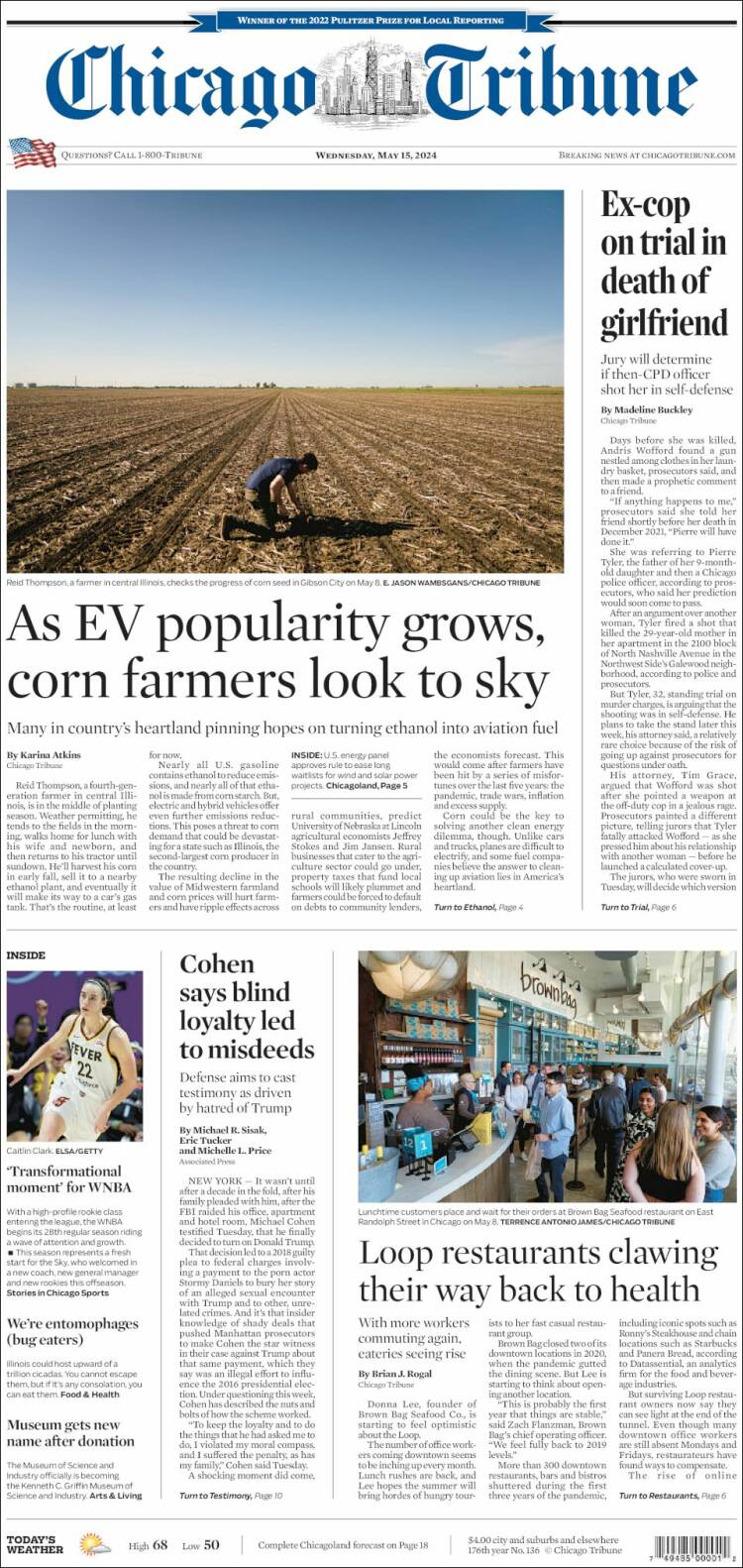 Portada de Chicago Tribune (USA)