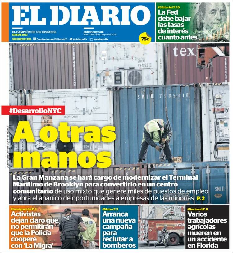 Periódico El Diario NY (USA). Periódicos de USA. Edición de miércoles ...