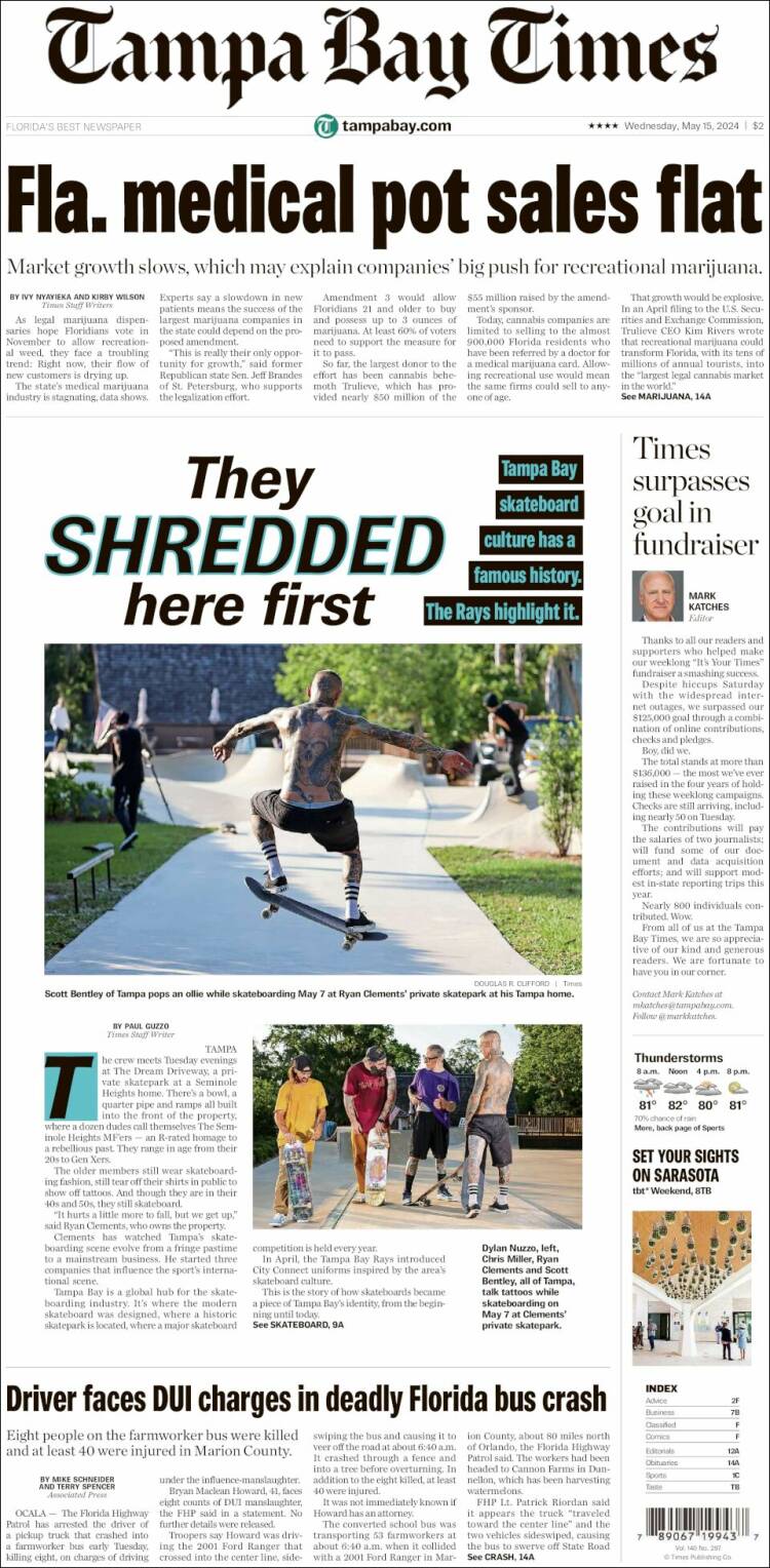 Portada de Tampa Bay Times (USA)