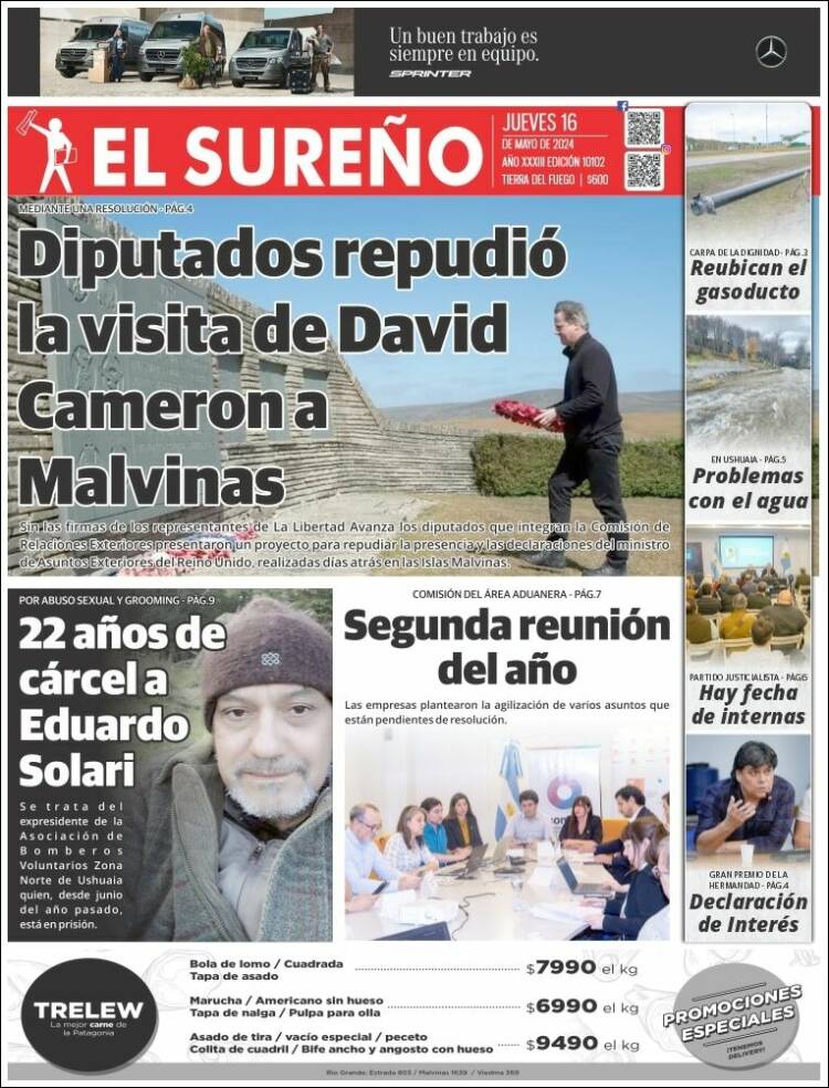 Portada de Diario El Sureño (Argentina)