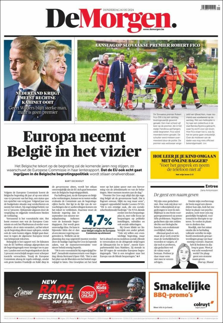 Portada de De Morgen (B&eacute;lgica)