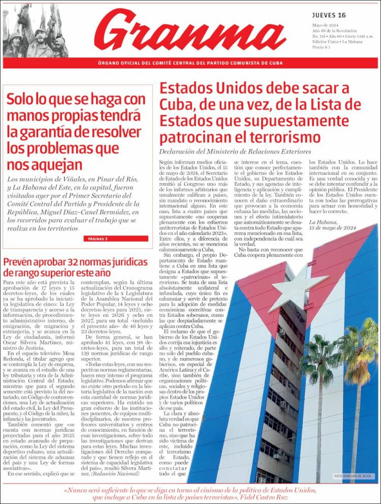 Portada de Granma (Cuba)