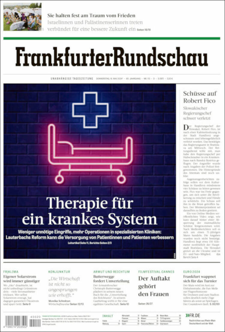 Portada de Frankfurter Rundschau (Alemania)