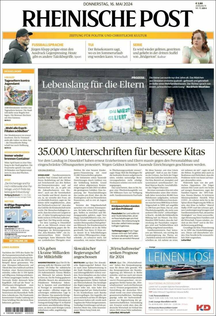 Portada de Rheinische Post (Alemania)