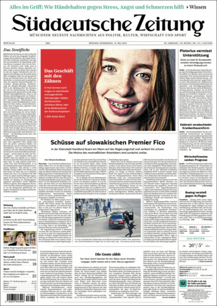 Portada de Sueddeutsche (Alemania)