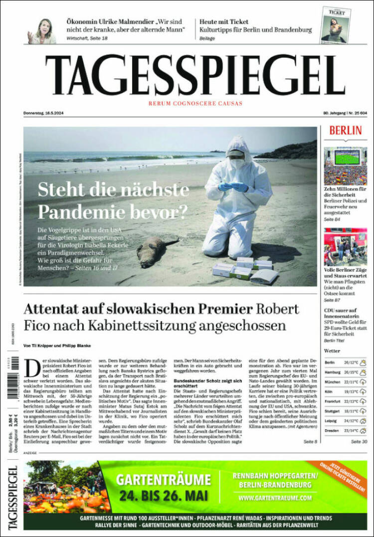Portada de Der Tagesspiegel (Alemania)
