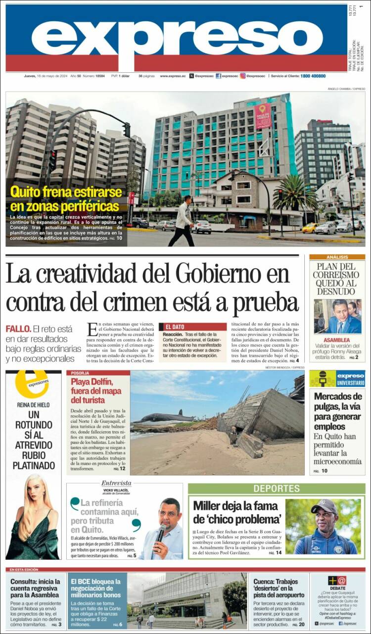 Portada de Expreso (Ecuador)