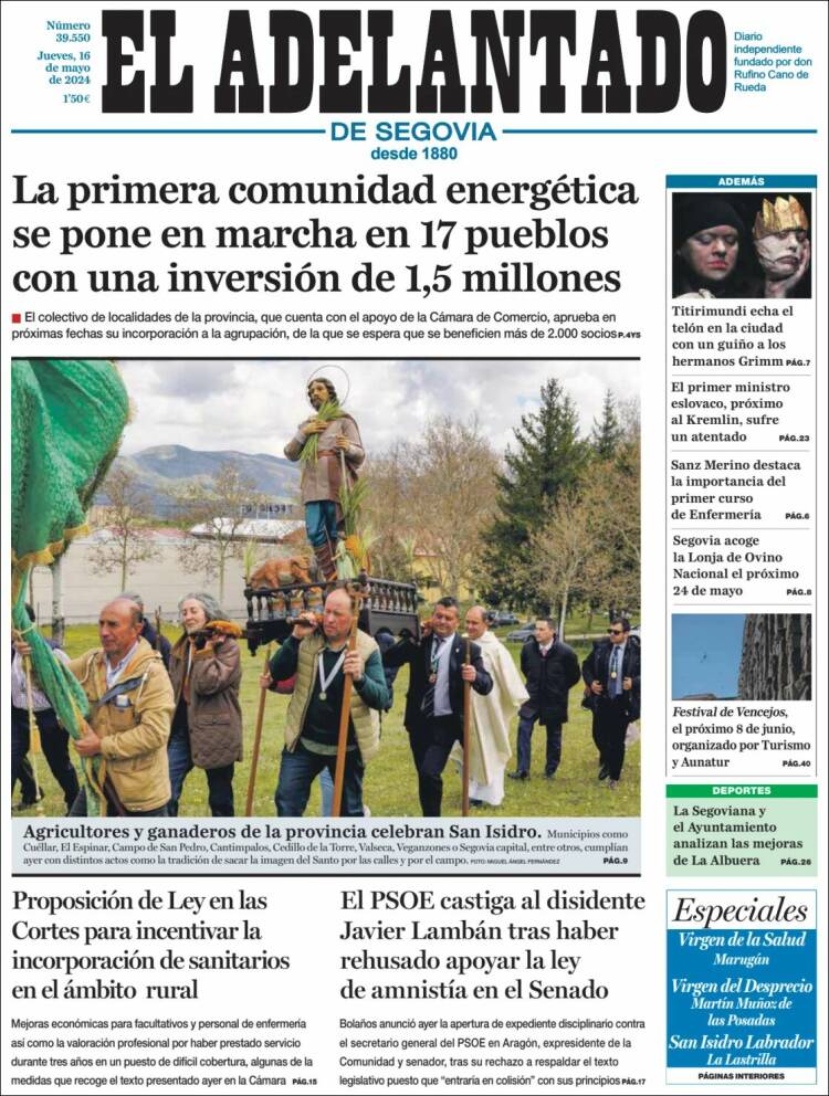 Portada de El Adelantado de Segovia (España)