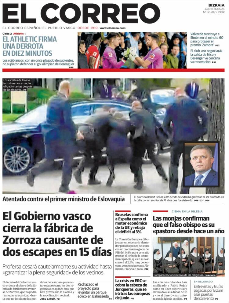 Portada de El Correo (España)