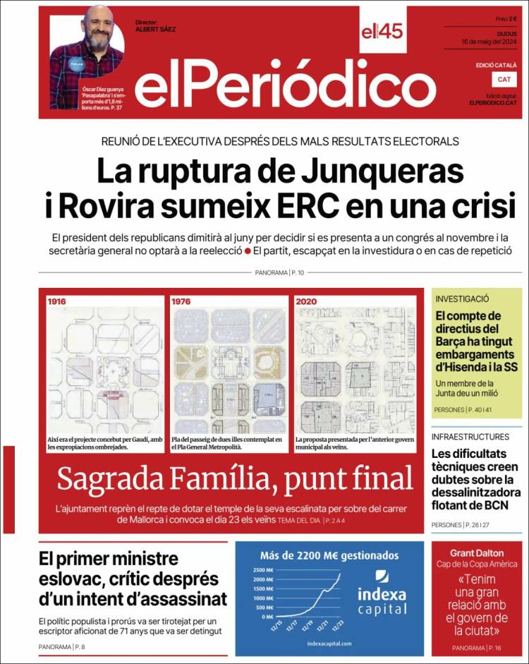 Portada de El Periódico de Catalunya (España)