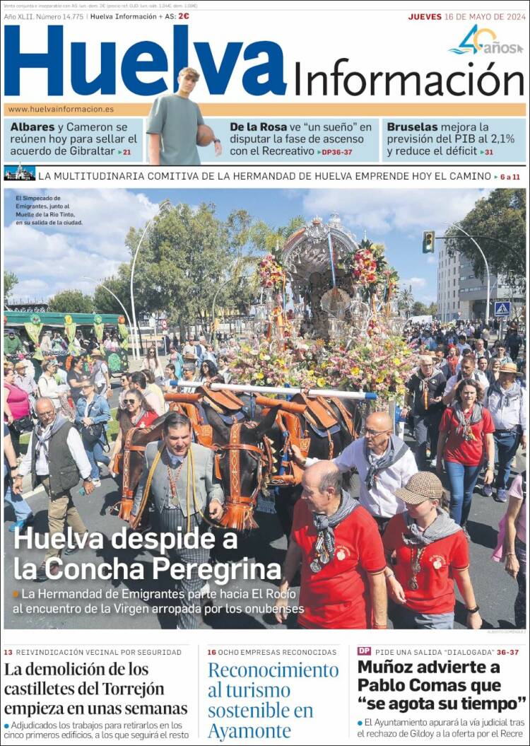 Portada de Huelva Información (España)