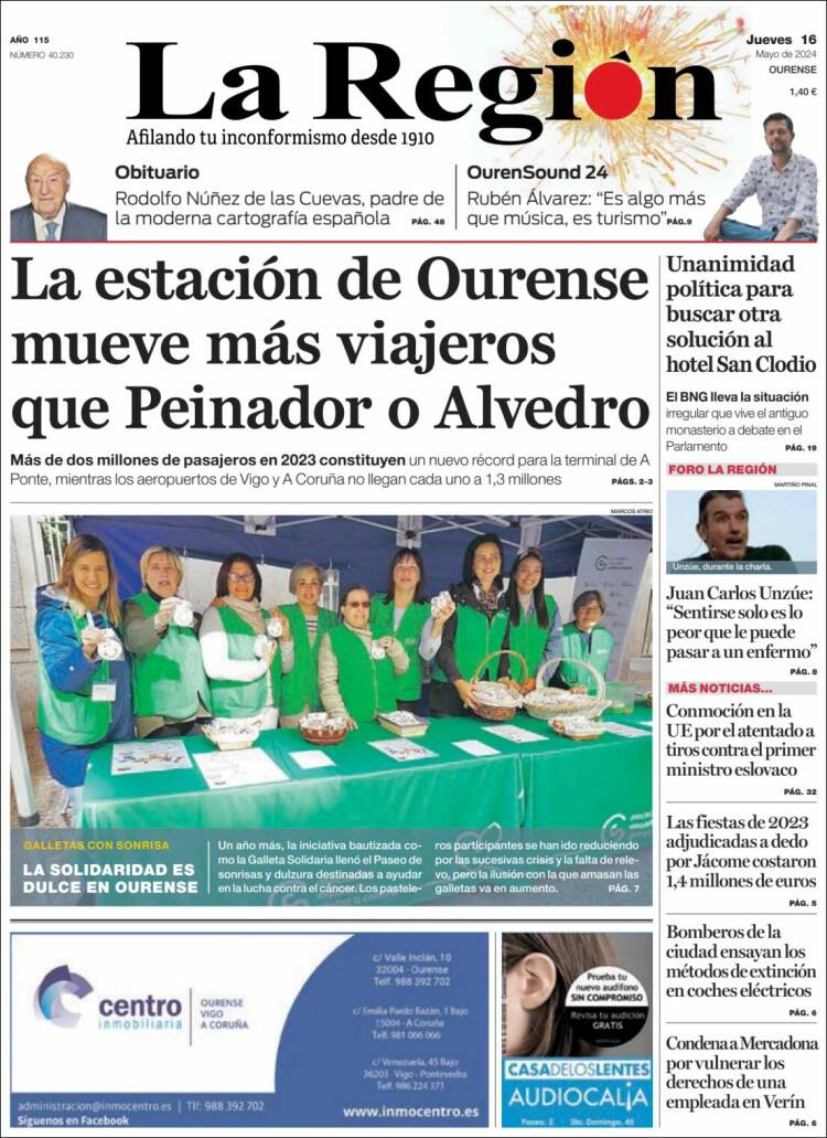 Portada de La Región de Ourense (España)