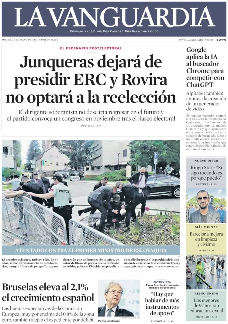 Portada de La Vanguardia (España)