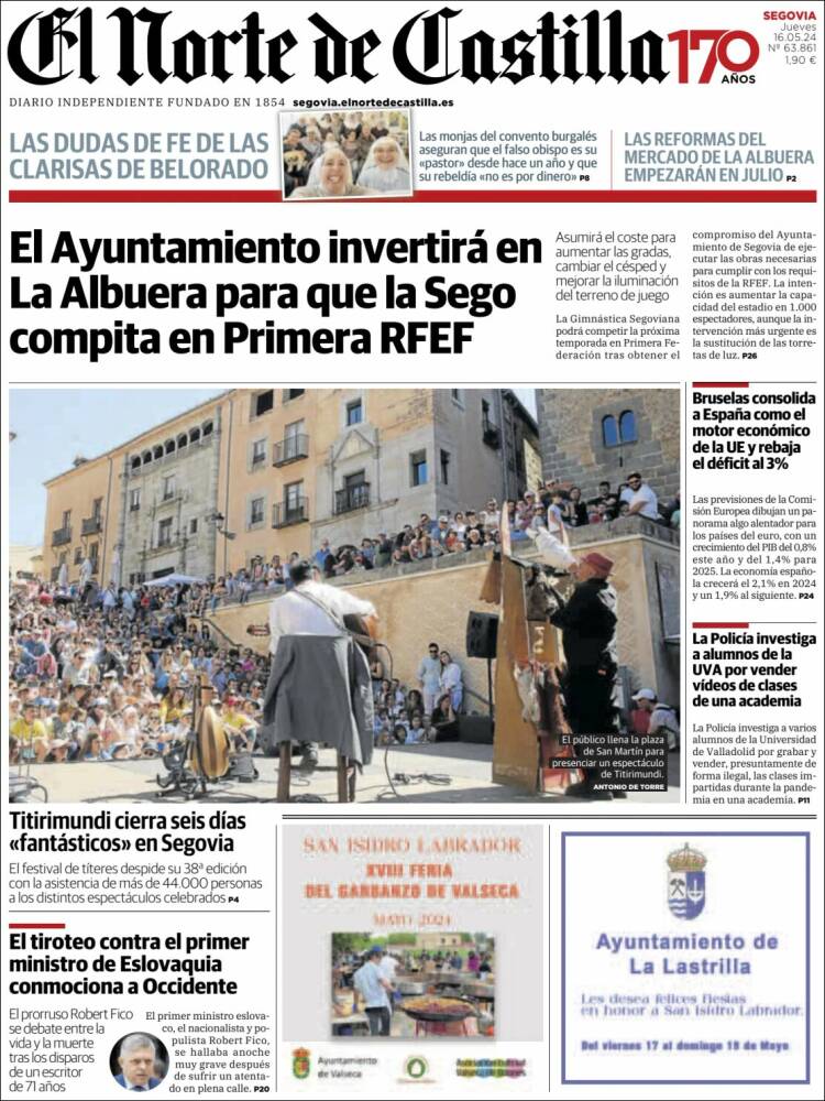 Portada de Norte de Castilla - Segovia (España)