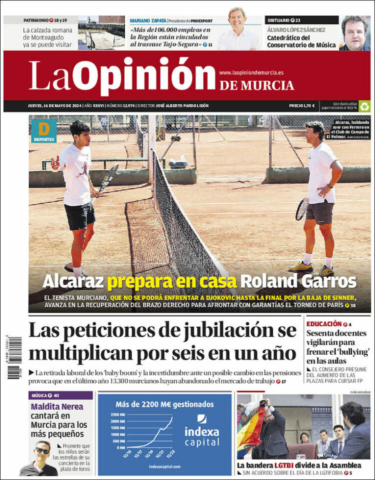 Portada de La Opinión de Murcia (España)
