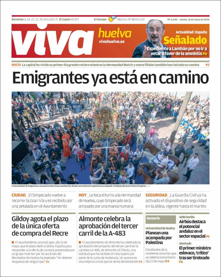 Portada de Viva Huelva (España)