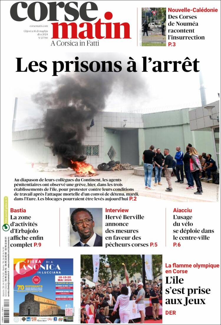 Portada de Corse-Matin (Francia)