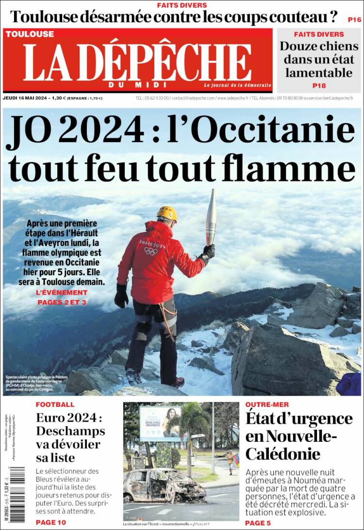 Portada de La Dépêche du Midi (Francia)