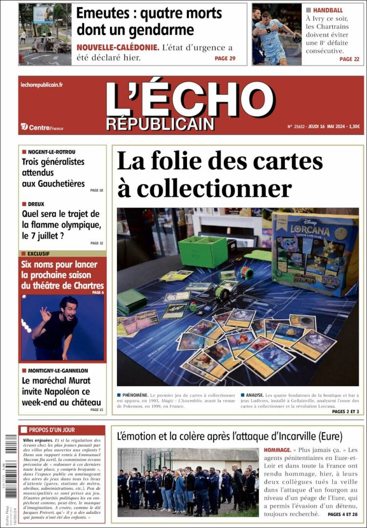 Portada de L'Echo Républicain (Francia)