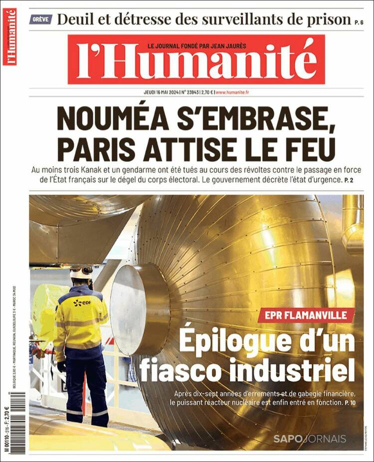Portada de l'Humanite (Francia)