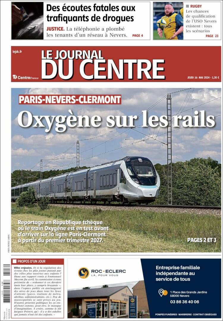 Portada de Le Journal du Centre (Francia)