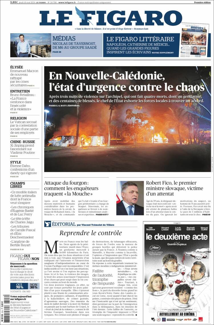 Portada de Le Figaro (Francia)
