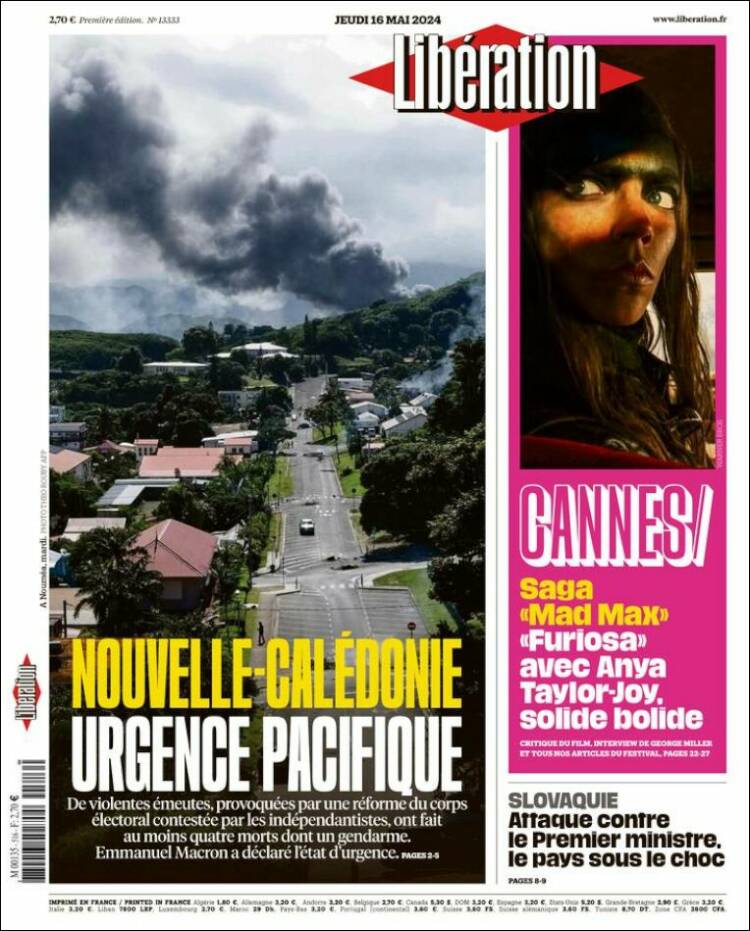 Portada de Libération (Francia)