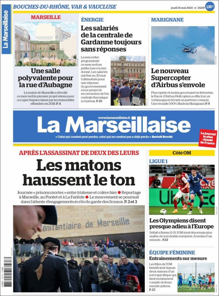 Portada de La Marseillaise (Francia)