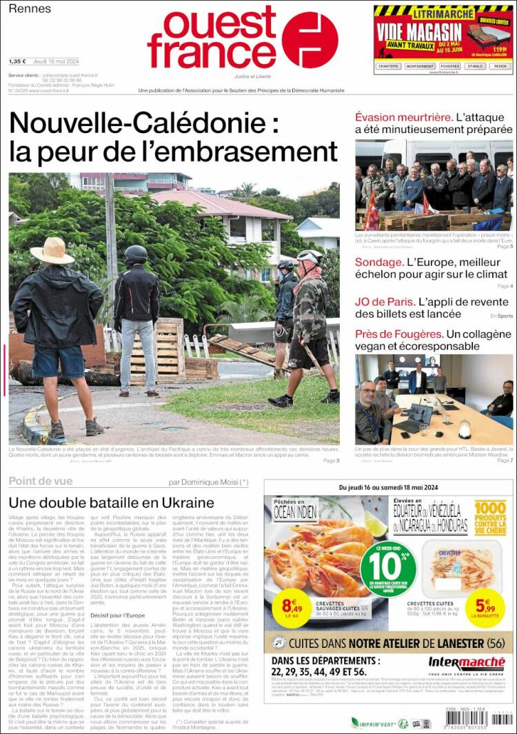 Portada de Ouest France (Francia)