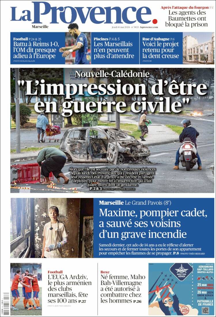 Portada de La Provence (Francia)