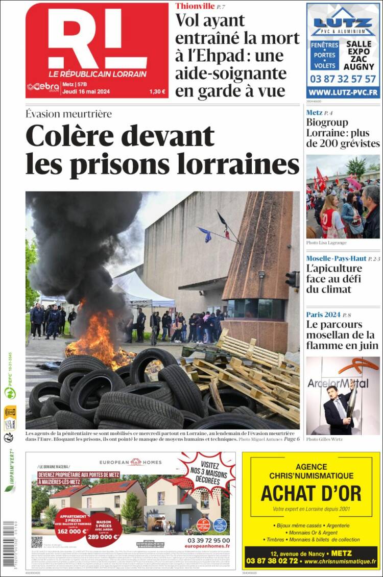 Portada de Le Republicain Lorrain (Francia)