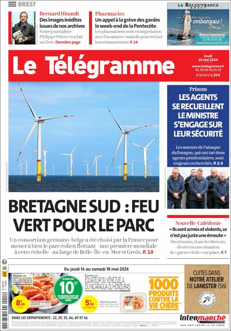 Portada de Télégramme (Francia)