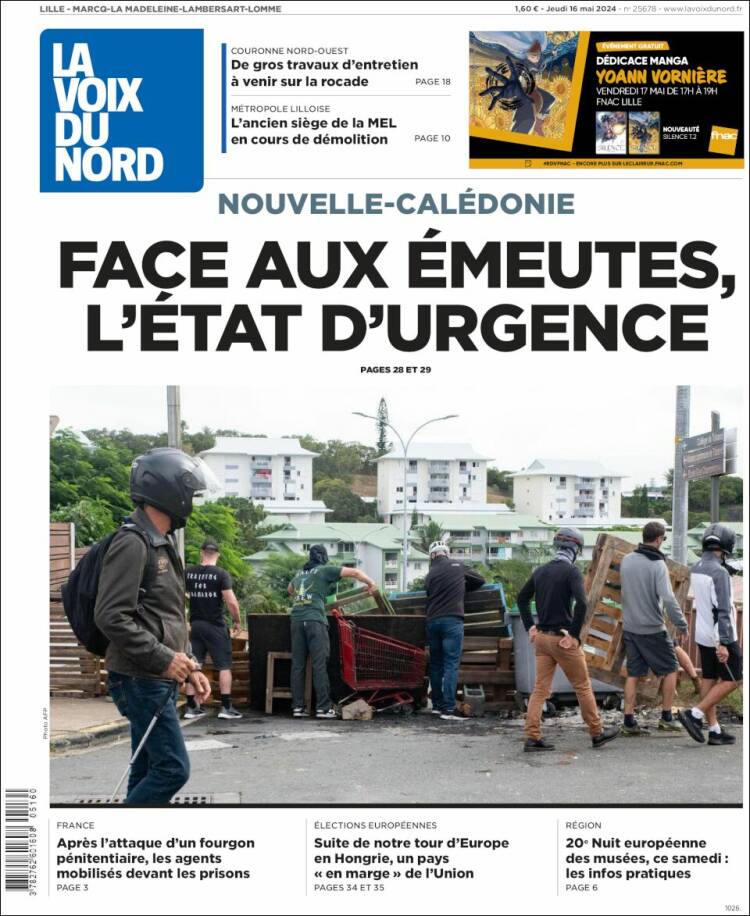 Portada de La Voix du Nord (Francia)