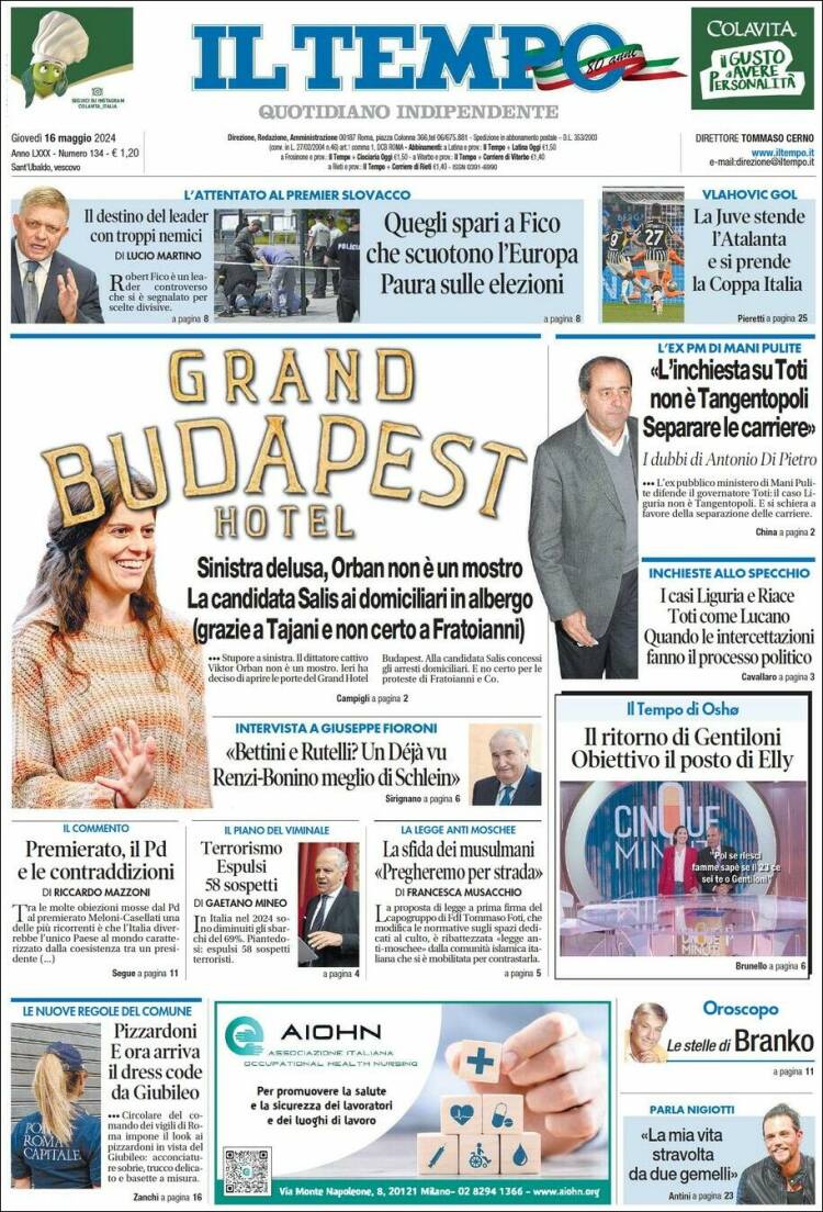 Portada de Il Tempo (Italia)