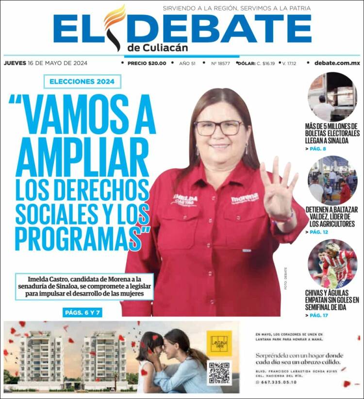 Portada de El Debate de Culiacán (M&eacute;xico)