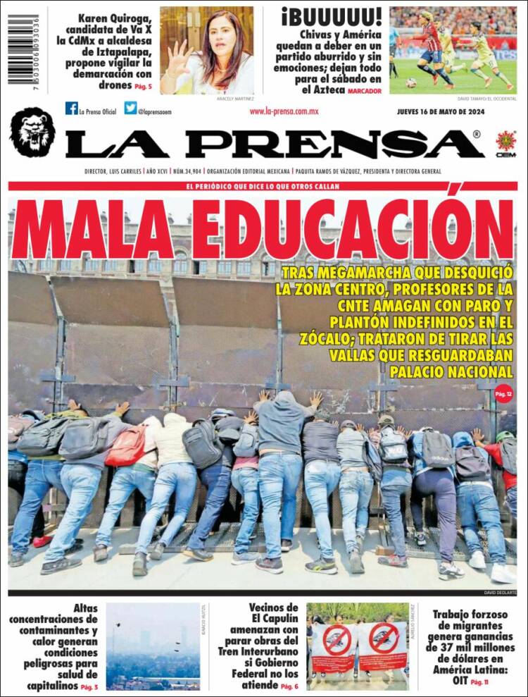 Portada de La Prensa (M&eacute;xico)