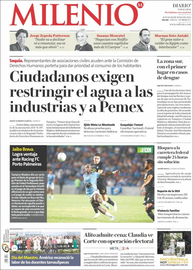 Portada de Milenio - Tamaulipas (M&eacute;xico)