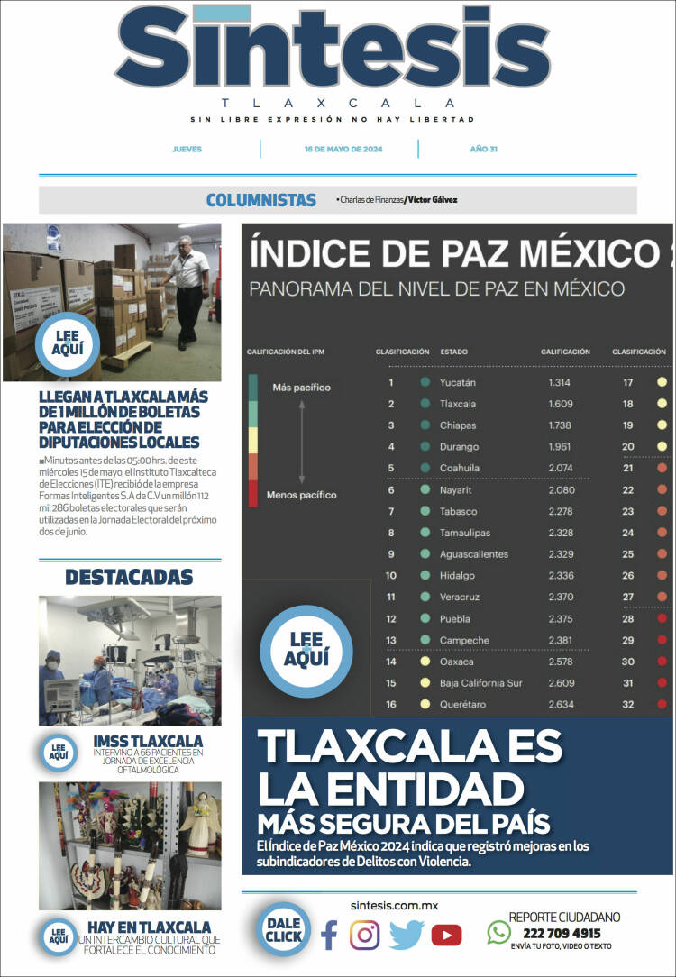 Portada de Síntesis de Tlaxcala (M&eacute;xico)