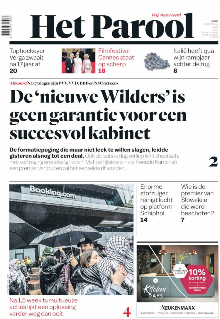 Portada de Het Parool (Pa&iacute;ses Bajos)