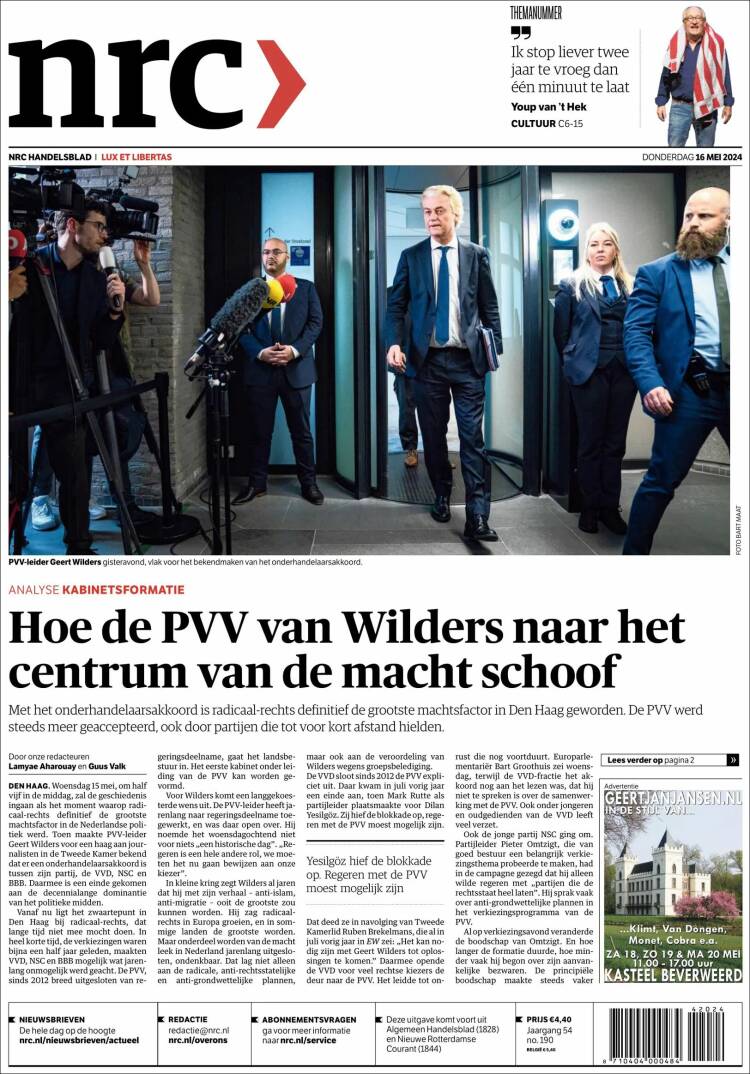 Portada de NRC Handelsblad (Pa&iacute;ses Bajos)