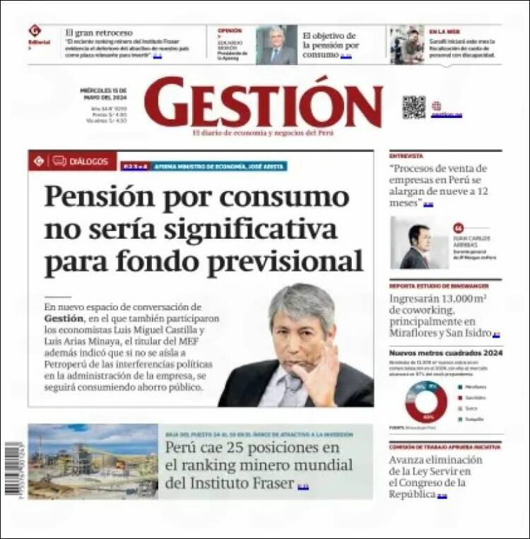Portada de Diario Gestión (Per&uacute;)
