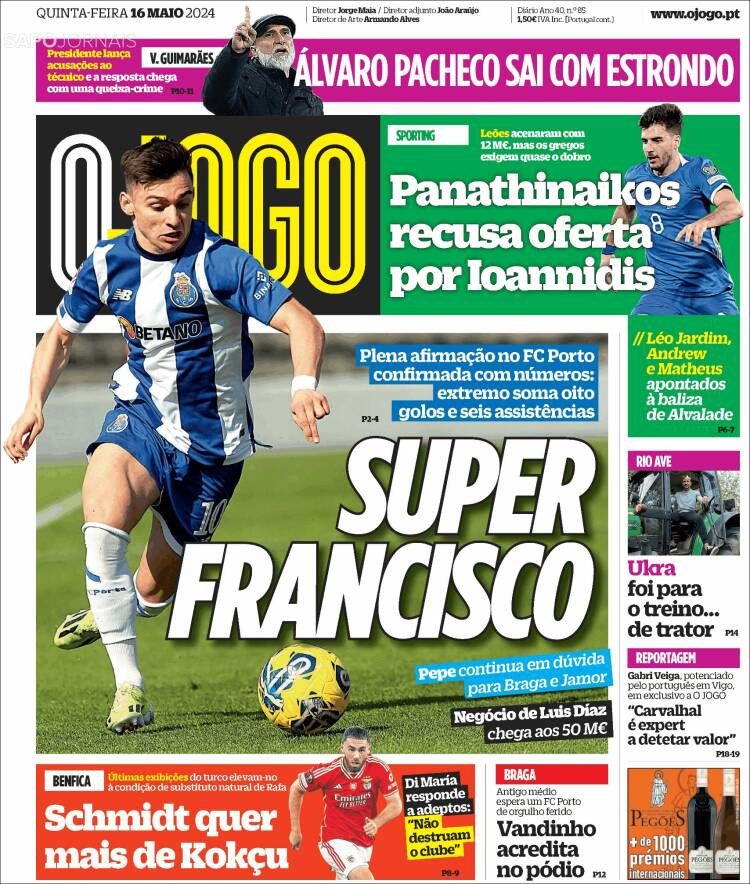 Portada de O Jogo (Portugal)