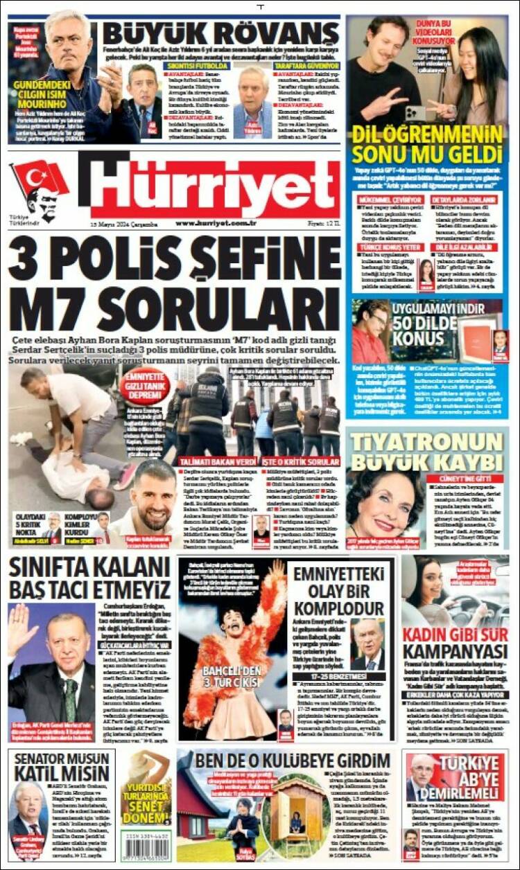 Portada de Hürriyet (Turqu&iacute;a)
