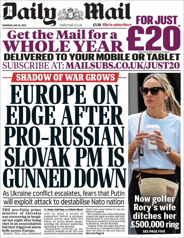Portada de Daily Mail (Reino Unido)